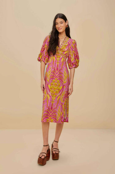 Pineapple Tapestry Pink Midi Dress-Dresses-Farm Rio-Debs Boutique